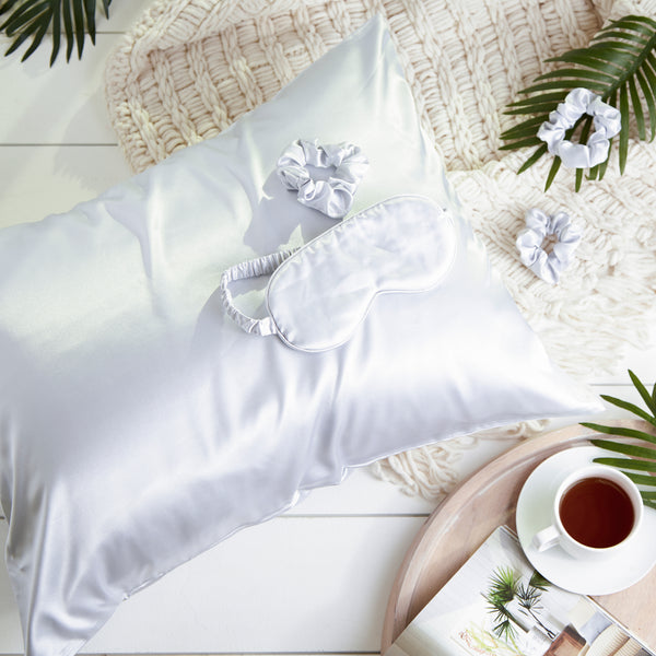 Silk-Like Satin Sleep Set Silver - Main Image