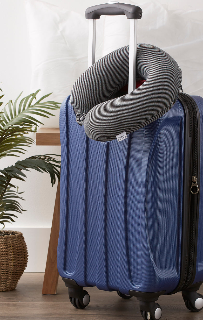 Jersey Stripe Memory Foam Neck Pillow Black Stripe